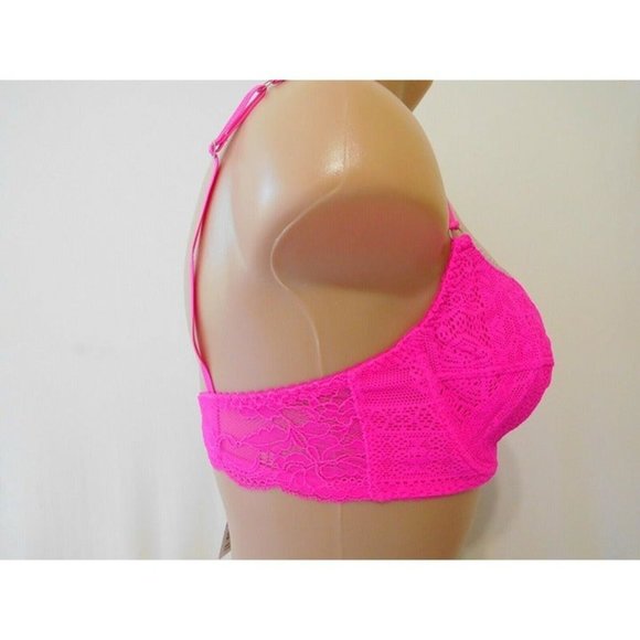 Free People 34C Bra Intimate HOT PINK Underwire Lace NEW Menwomenstyles - Picture 5 of 5